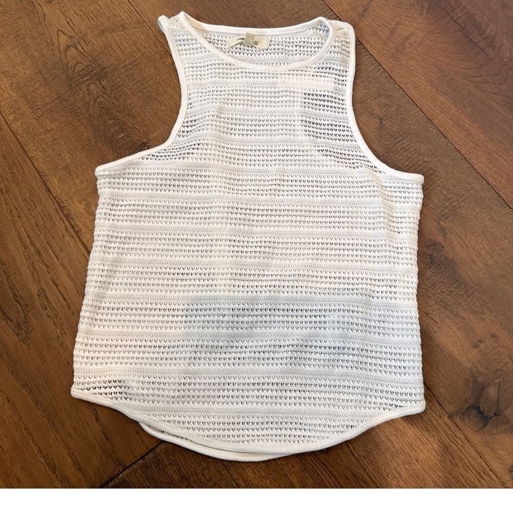 Madewell Crochet-Knit Shrunken Cutaway Tank Top Cream Women's Size XS NWT